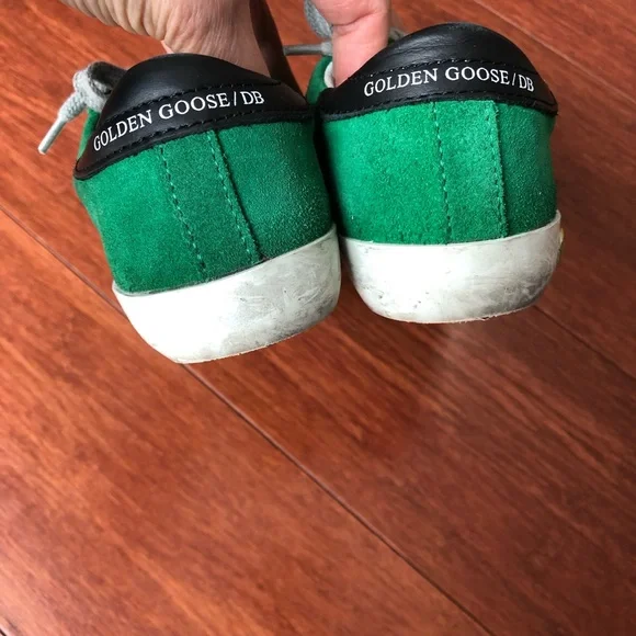 Final$ Golden Goose super kids low top suede sneaker EU29 US12 green white stars - Picture 5 of 14